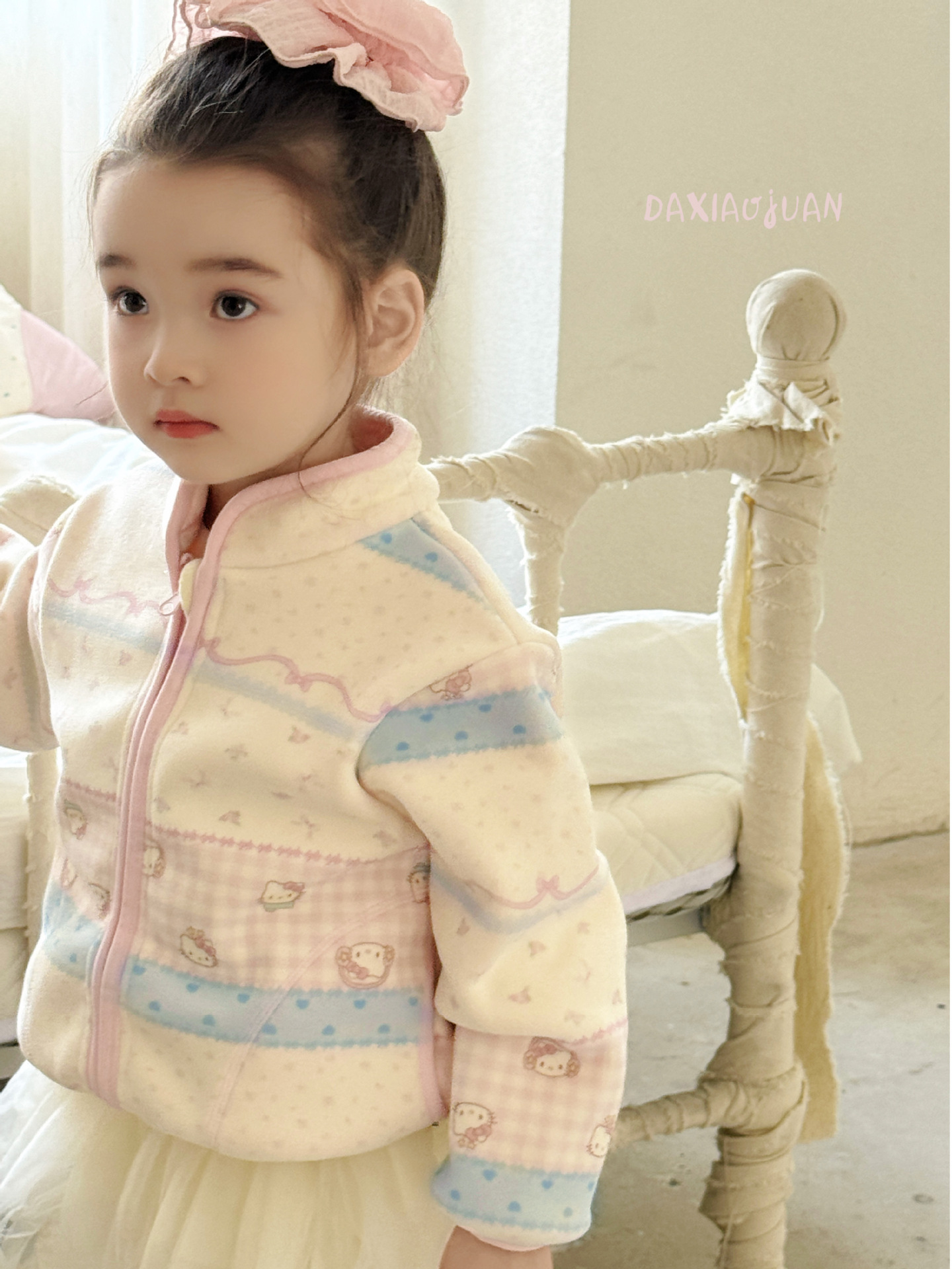 Size Volume 24 Autumn and Winter Children's Full Print Cartoon Olympic Grain Fleece Korean Style Zipper Vertical Collar Jacket Fashionable Warm for Boys and Girls