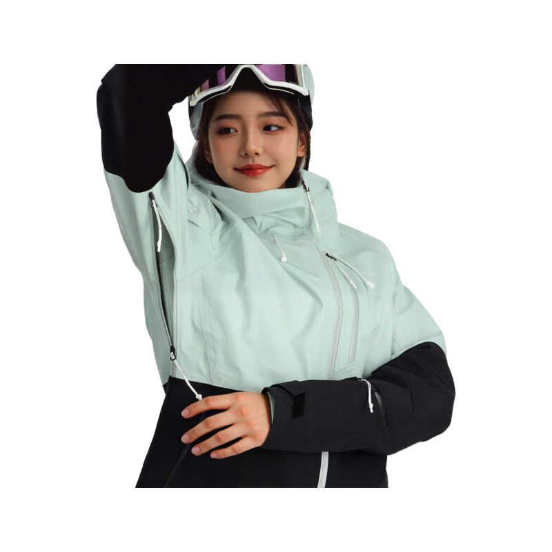 Contrast Color Sports Hooded Jacket, Outdoor Splicing Stand Collar Outdoor Sportswear Ski Suit