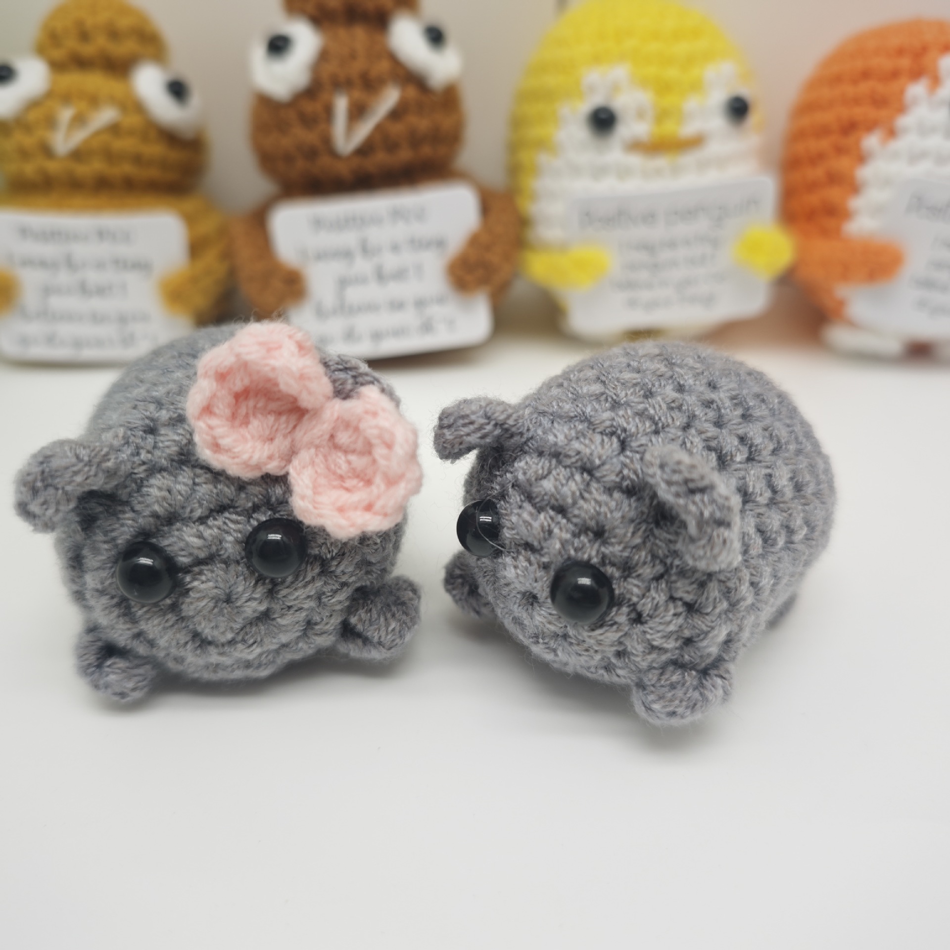 Amazon Explosive Handmade Wool Crocheted Penguin Positive Energy Pop Funny Expression Hamster Cucumber Fruit and Vegetable Watermelon