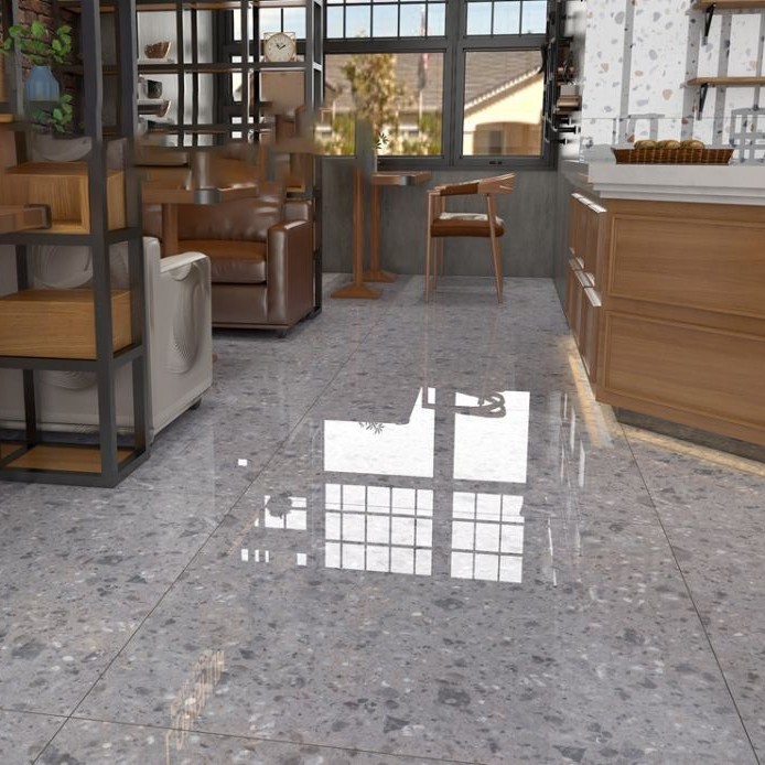 Grey Glossy Matte Terrazzo Tile 800x 800 Living Room Dining Room Anti-slip Antique Tile Shopping Mall Clothing Store