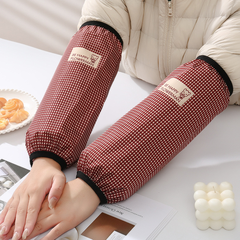 Plaid Sleeve Men's and Women's Long Floral Kitchen Anti-Oil Anti-Stain Anti-Dust Office Home Cleaning Work Sleeve