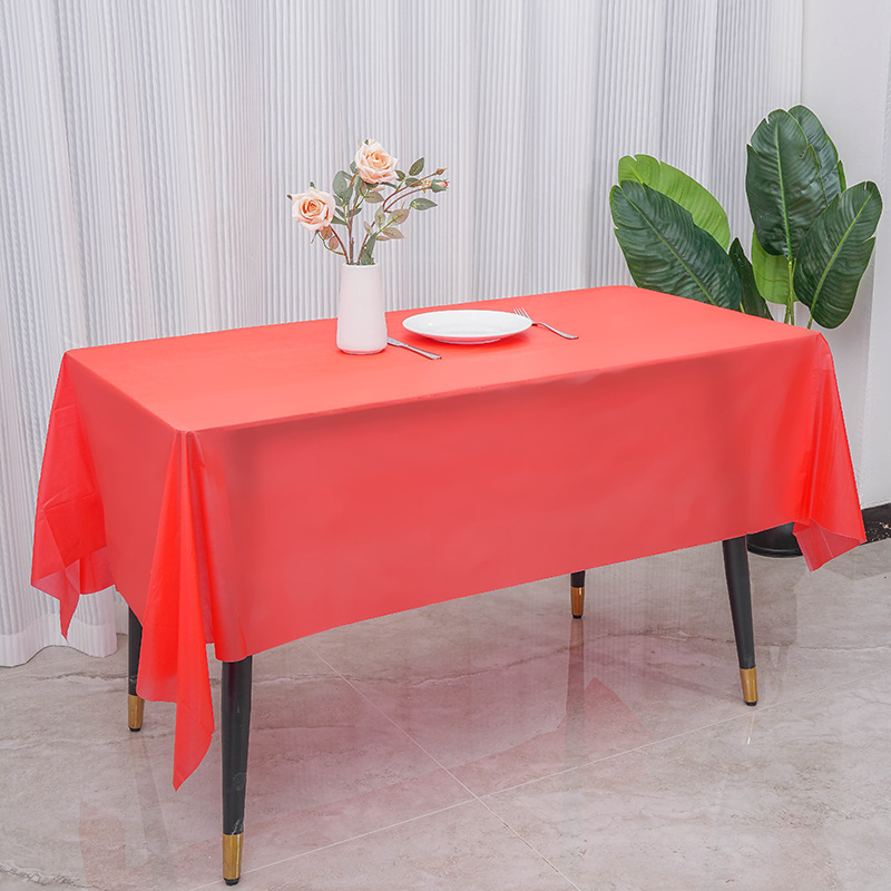 Rectangular Disposable Tablecloth Peva Cross-Border Exclusive for Pure Color Party Plastic Tablecloth 108in Multi-Color Optional Now