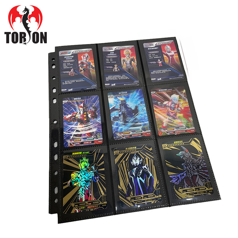 Yu-Gi-Oh Card Nba Star Card with High Transparent Inner Pages 11 Holes 9 Gridss Single-Sided Black Litchi Pattern Inner Pages