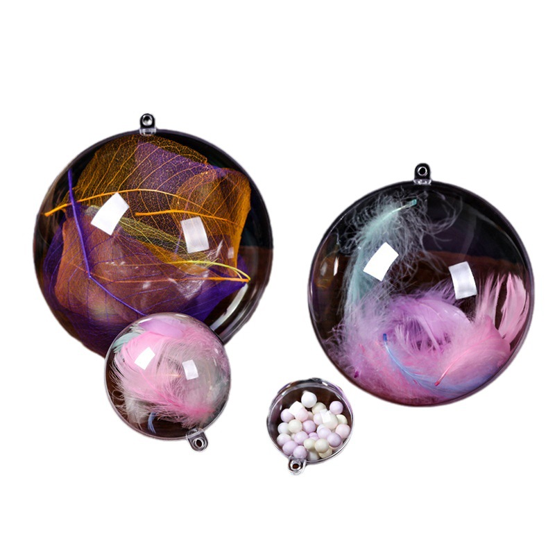 Factory wholesale ps Christmas ball transparent ball acrylic hollow ball Festival decoration hanging ball opening and closing ball plastic ball