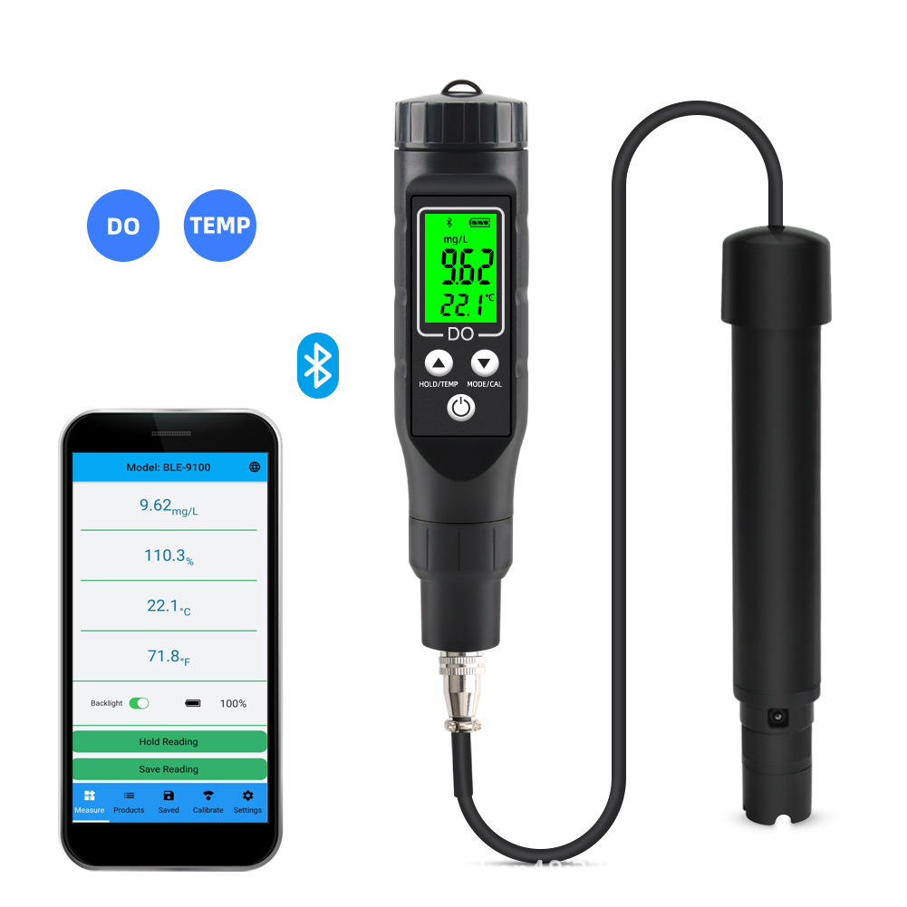 Портативный детектор растворенного кислорода Smart Bluetooth 0.0-30.0Mgl для аквакультуры и тестирования качества воды в прудах