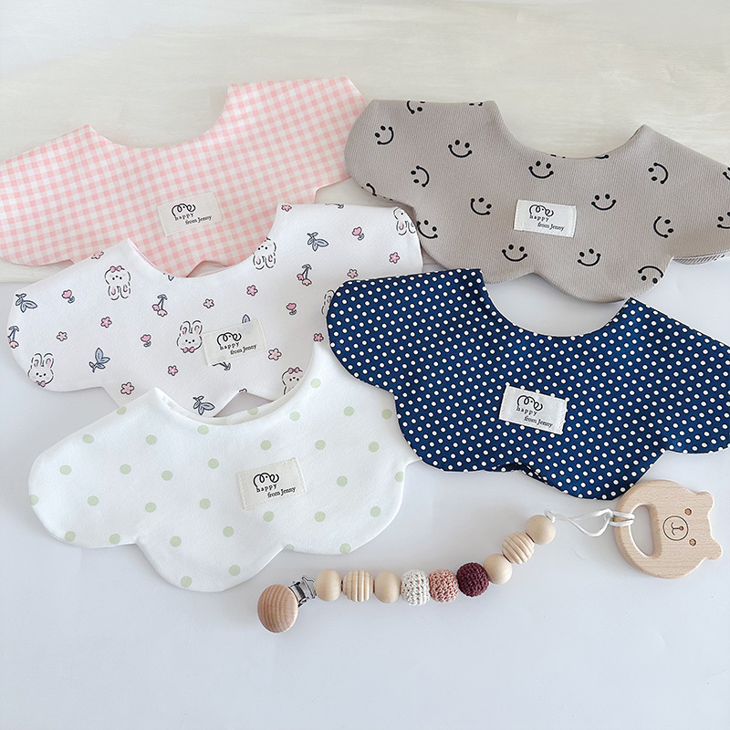 Ins Korean Autumn New Baby Cotton Bib Baby Slip Towel All-match Double-sided Slip Bend Bib 0-2 Years Old