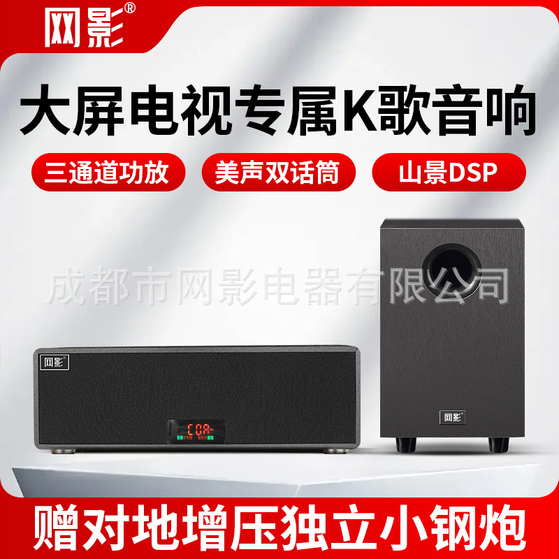 Net Shadow K-Song Аудио Ktv Домашний Кинотеатр Поющая Колонка С Независимым Сабвуфером Два Беспроводных Микрофона с Bluetooth