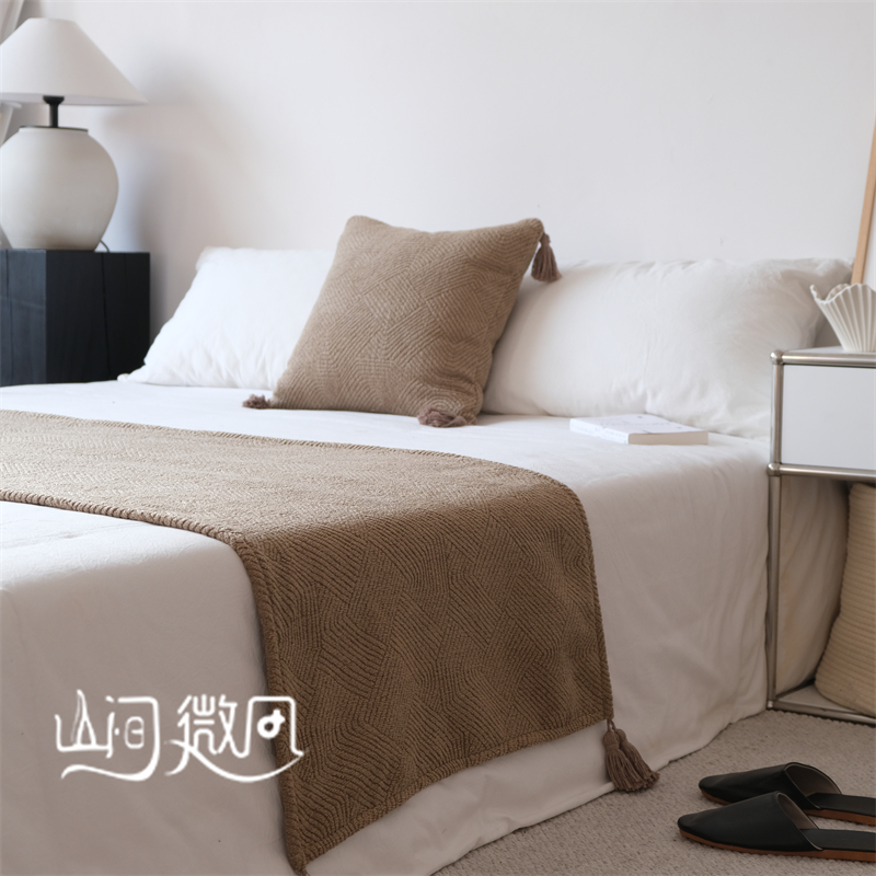 Плед в стиле Wabi-Sabi, для гостиниц, коричневый цвет