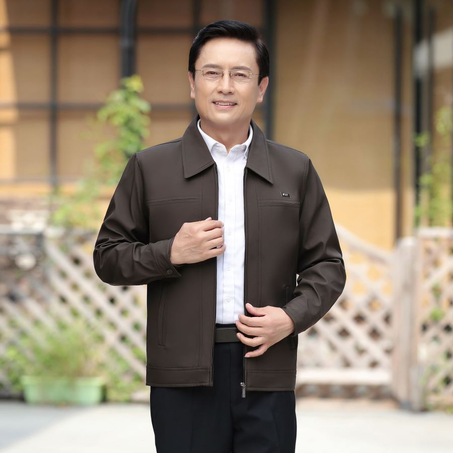 Middle-aged and elderly men's dad coat plus size middle-aged men's business casual jacket men's autumn and winter men's jacket