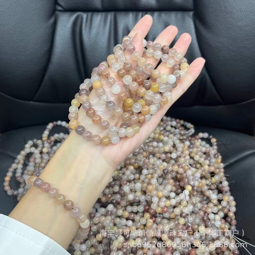 Natural Violet She Taicui Round Bead Jade Bracelet Necklace Accessories Beads Factory Wholesale Live Welfare