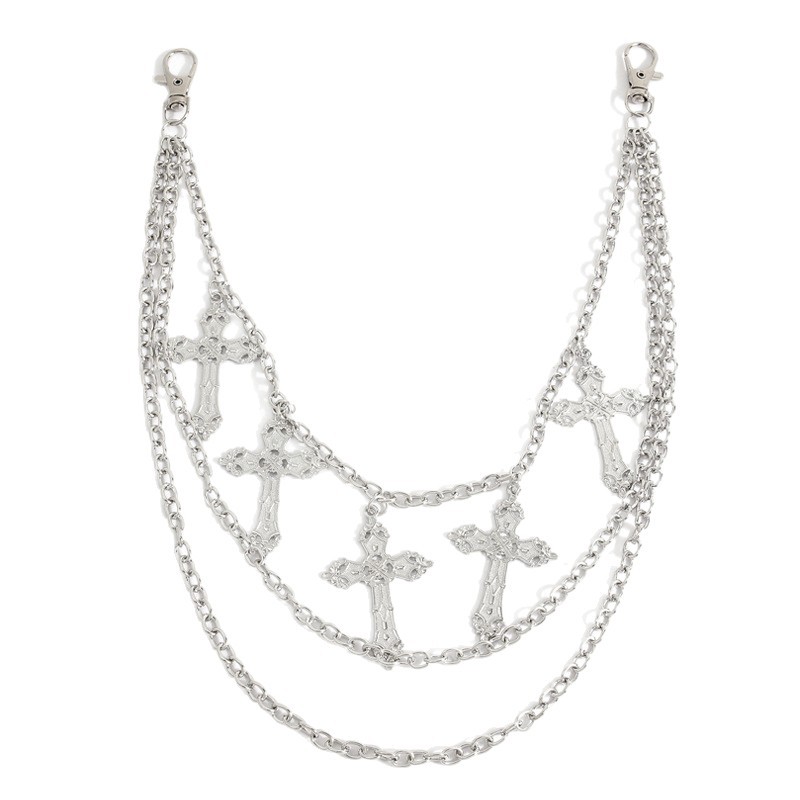 Cross Pendant Pants Chain Metal Chain Niche Simple Unisex Street Style Hip-Hop Pants Accessory Trendy Waist Chain