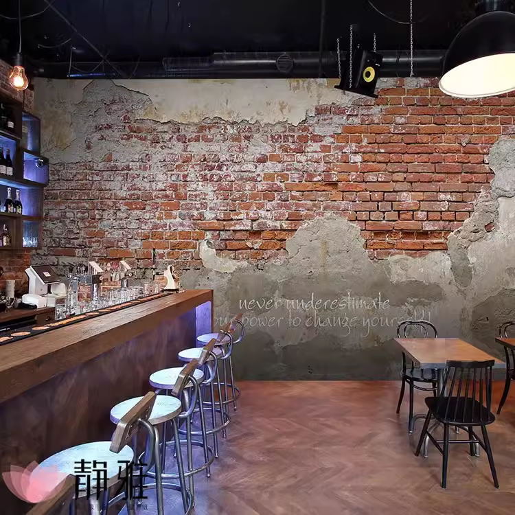 Retro Shabby Cement Brick Wall Wallpaper 8D Industrial Style Barbecue Hot Pot Restaurant Background Wall Cloth Syrian Style Mural