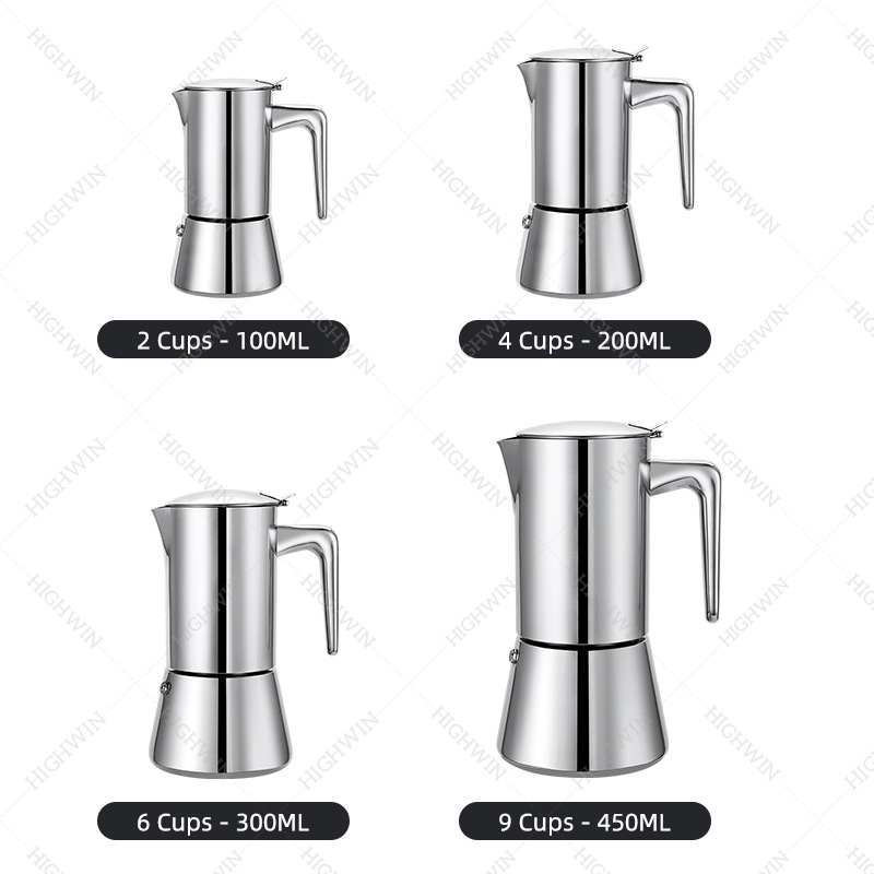 Highwin Stainless Steel Moka Pot Italian Espresso Pot Cross-border Explosive Household European Coffee Maker