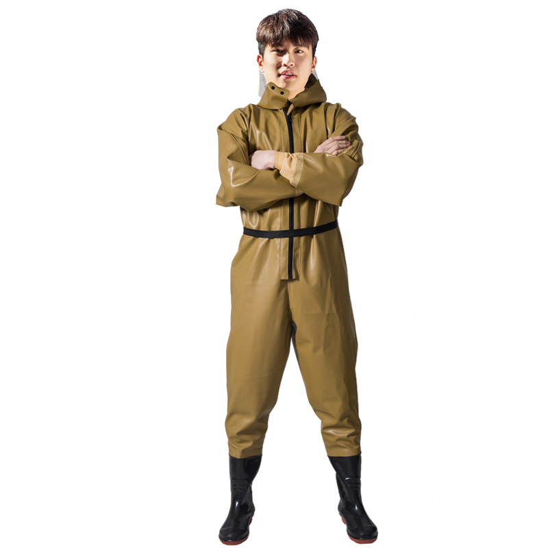 Waterproof Pants, Half-Length Rain Pants, One-Piece Full-Body Leather Fork Waterproof Clothes, Thickened Raincoat