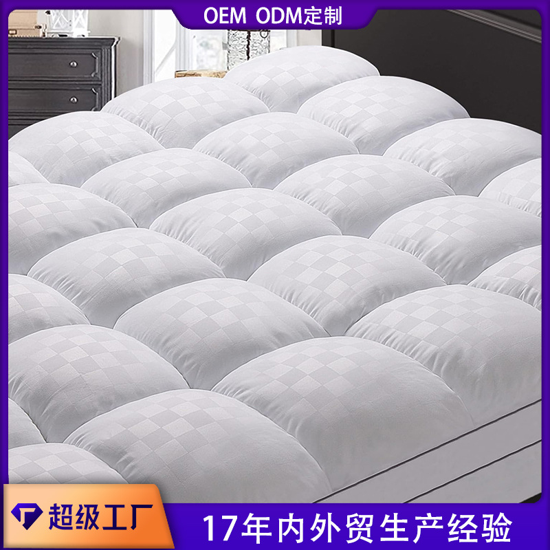 Индивидуальный жаккардовый матрасный топпер для трансграничной торговли, матрас с наполнителем из пуха, простыня на резинке, одинарный мягкий матрас, обертка на 360 градусов
