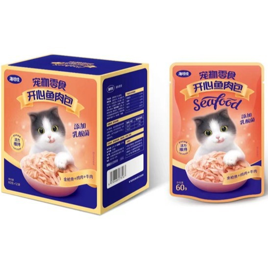 @ Dari cat sea squeaks happy fish meat bag cat wet food bag cat snacks 60g