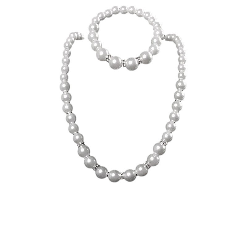 ABS pearl jewelry suit women's necklace earrings bracelet three-piece set gift for Mother beautiful wedding photo accessories