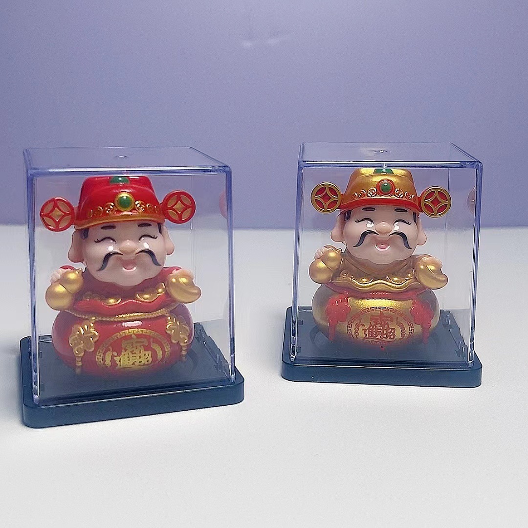 2inch Solar God of Wealth Light Energy Nodding Mascot Home Car Creative Ornament New Year Gift Scenic Area Gift