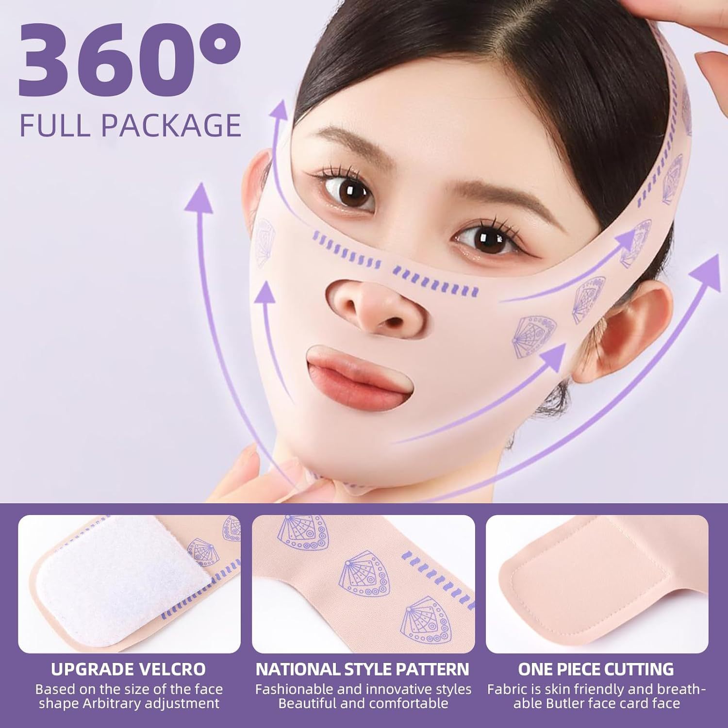 Lifting Mask for Nasolabial Folds, Facial Sleep Bandage, Face Shaping, Firming, Breathable, Traceless V-Face Double Chin Mask