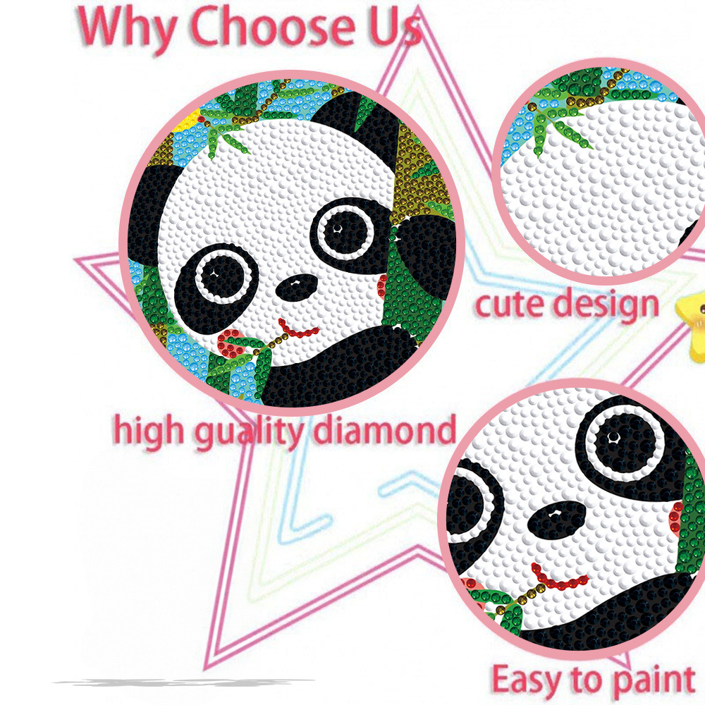 DIY Creative Handmade Diamond Painting Cross-Border Kidsren's Cartoon Panda Girl Toys Cute Diamond Stickers Full of Diamonds
