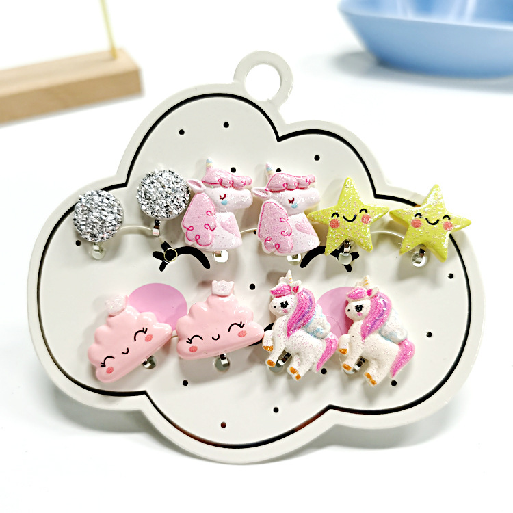 [Can] Cross-Border Cute Cartoon Ear Clips Without Pierced Earrings Mermaid Unicorn Ear Clips Factory Direct Sales