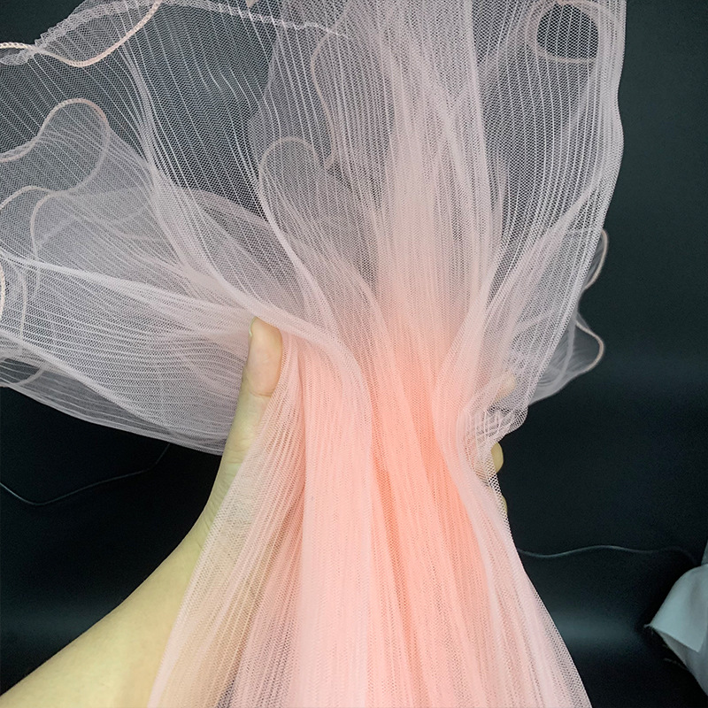 Christmas Wavy Lace Pleated Mesh Fabric Christmas Tree Ornaments Flowers Wedding Decoration Packaging DIY Fabric