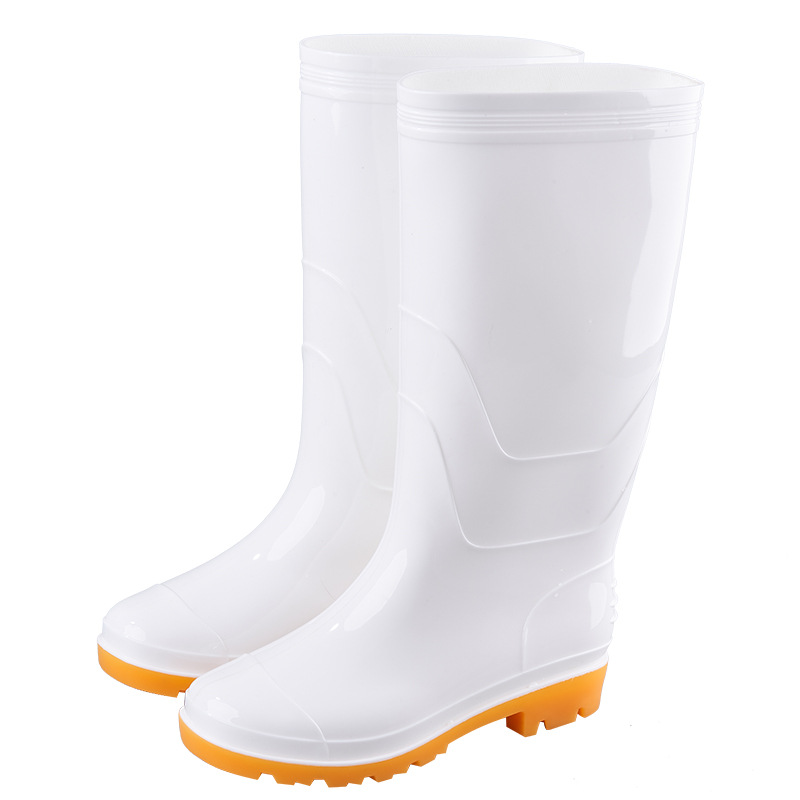 White Rain Boots Food Factory Work Rain Boots Non-slip Food Hygienic Boots Oil-proof Acid and Alkali Resistant Chef Water Shoes Labor Protection Shoes