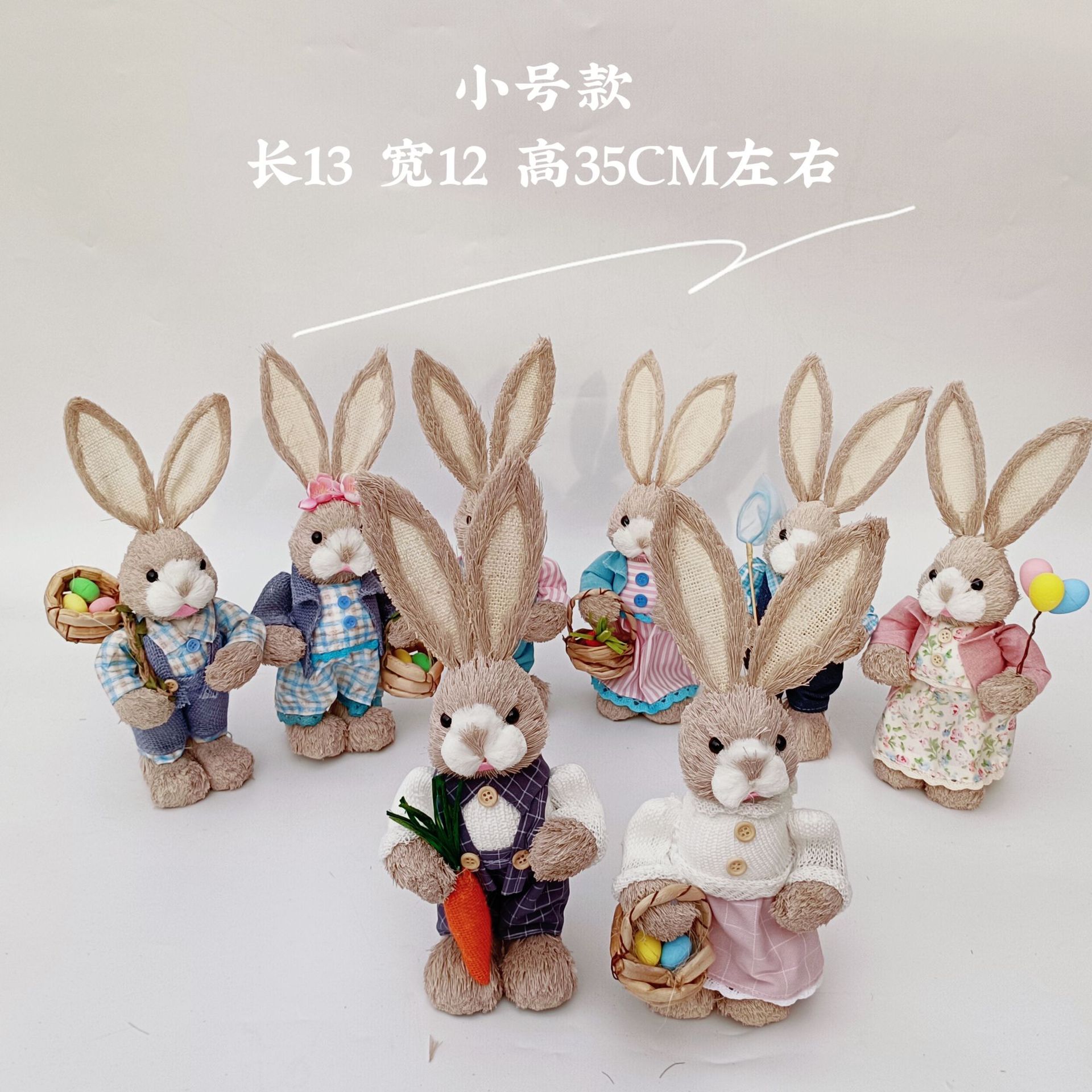 Directly from the Manufacturer, 35cm Small Cross-Border Scenic Area Reed Woven Rabbit Christmas Ornaments Handmade Intangible Cultural Heritage Gifts