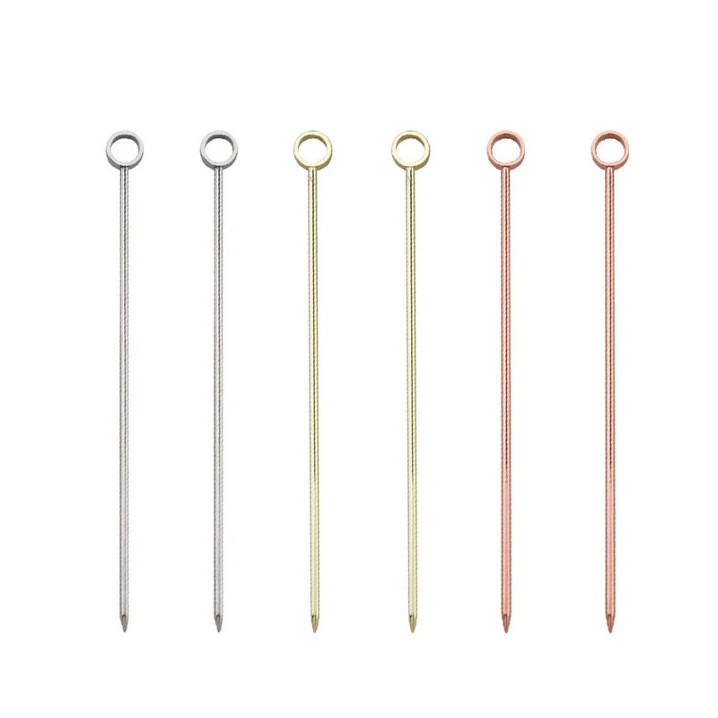 Factory Direct Supply 304 Stainless Steel Fruit Skewers Bar Supplies Cocktail Decoration Picks Olive Metal Cocktail Picks