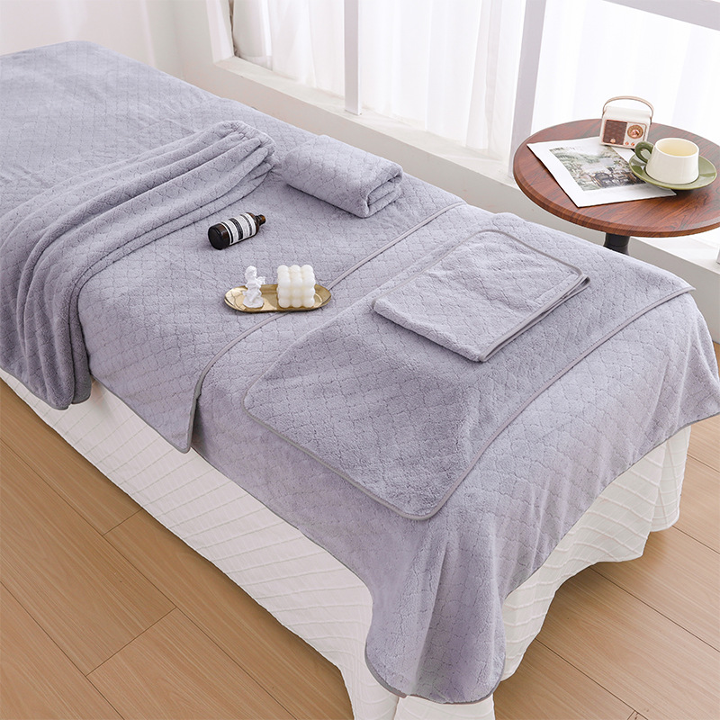Beauty Salon Special Towel Bubble Velvet Bath Skirt Skin Management Turban Hole Bed Towel Custom Logo Bath Towel