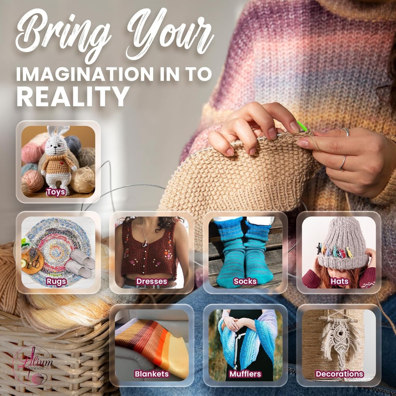 Cross-Border Hot-Selling 73-Piece Crochet Knitting Accessories Material Set 15-Colorful Yarn