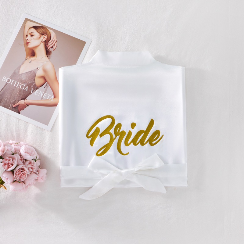 2025 New Ice Silk Bridal Morning Gown Women's High-end Thin plus size Light Luxury Simple Outer Wearing Morning Gown