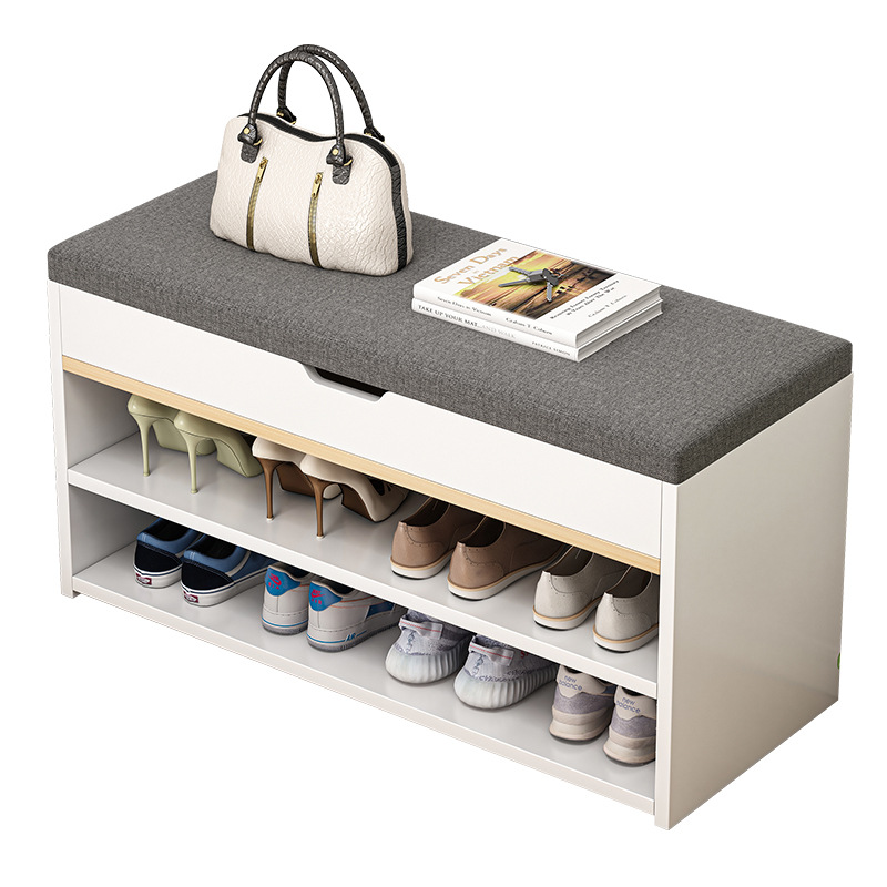 Entrance Shoe Bench with Integrated Shoe Cabinet and Shoe Rack, Multifunctional Storage Shoe Changing Bench