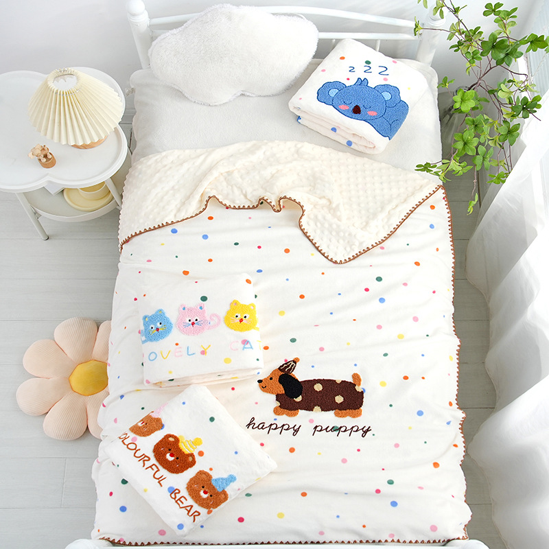 Одеяло Milk Velvet Beanie, тонкое, мягкое и комфортное, одеяло для детского сада, мультяшное одеяло, многофункциональное одеяло