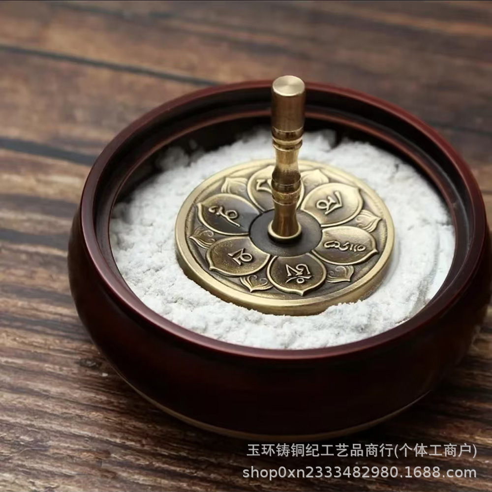 Brass Ash Press Japanese-Style Ash Incense Tool for Pressing Incense Stamps, Incense Burner, Embossed Ash, 5cm Long Handle Ash Press