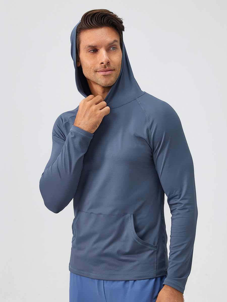 Men's autumn and winter sports sweater hooded moisture absorption quick-drying workout clothes top slim running training long sleeve 31518