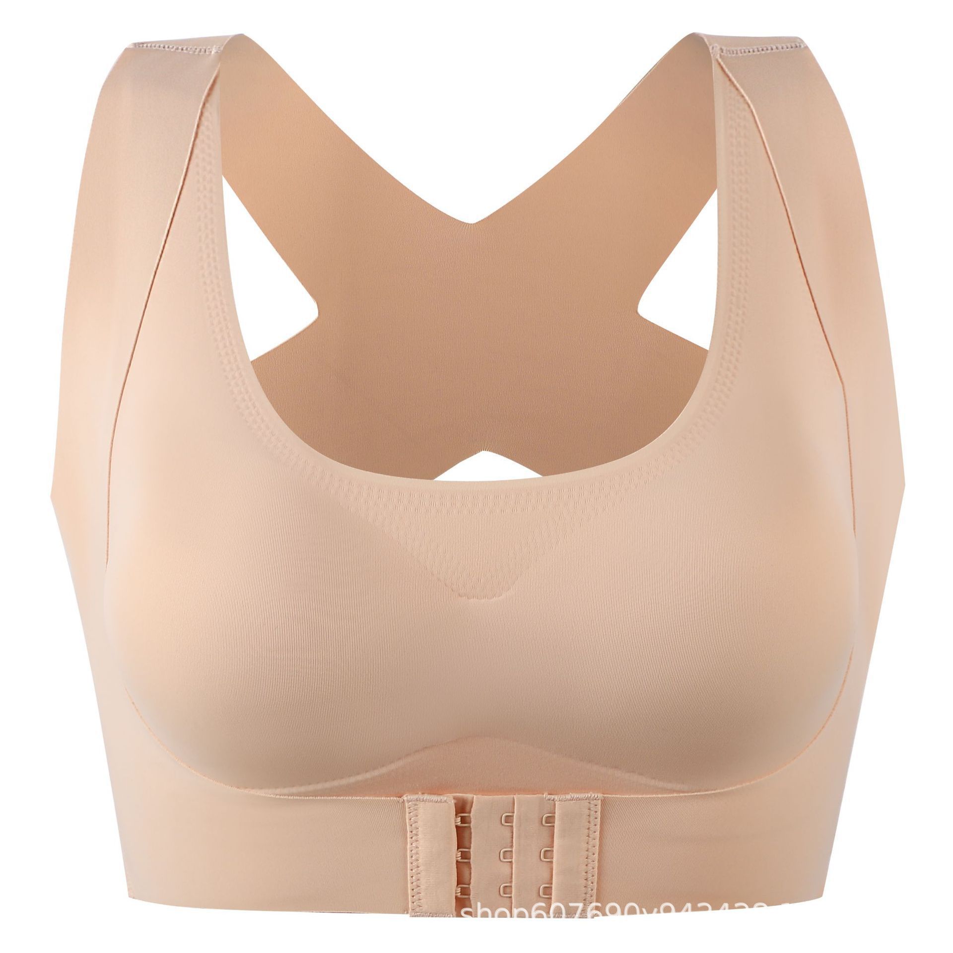 Front Buckle Two-in-One Thin Seamless Underwear Camelback Correction Beautiful Back Push-up Adjustable Bra Women's Rimless Vest