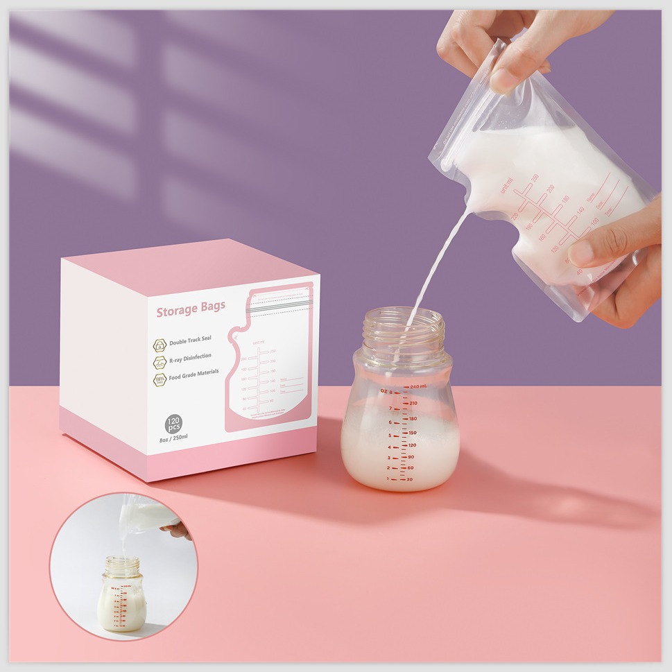 Disposable Milk Storage Bag Breast Milk Preservation Bag in Stock 150ml5oz/250ml8oz Pure English Breast Milk Bag