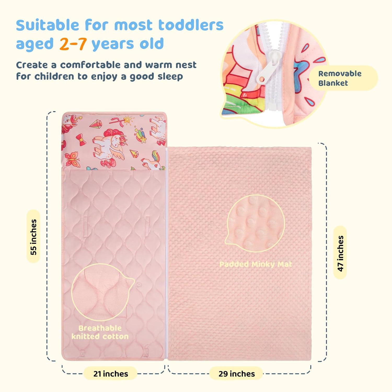 Foreign Trade Hot Model Portable Children's Anti-Kick Quilt Amazon Customized Foldable Sleeping Bag Children's All-In-One Nap Mat