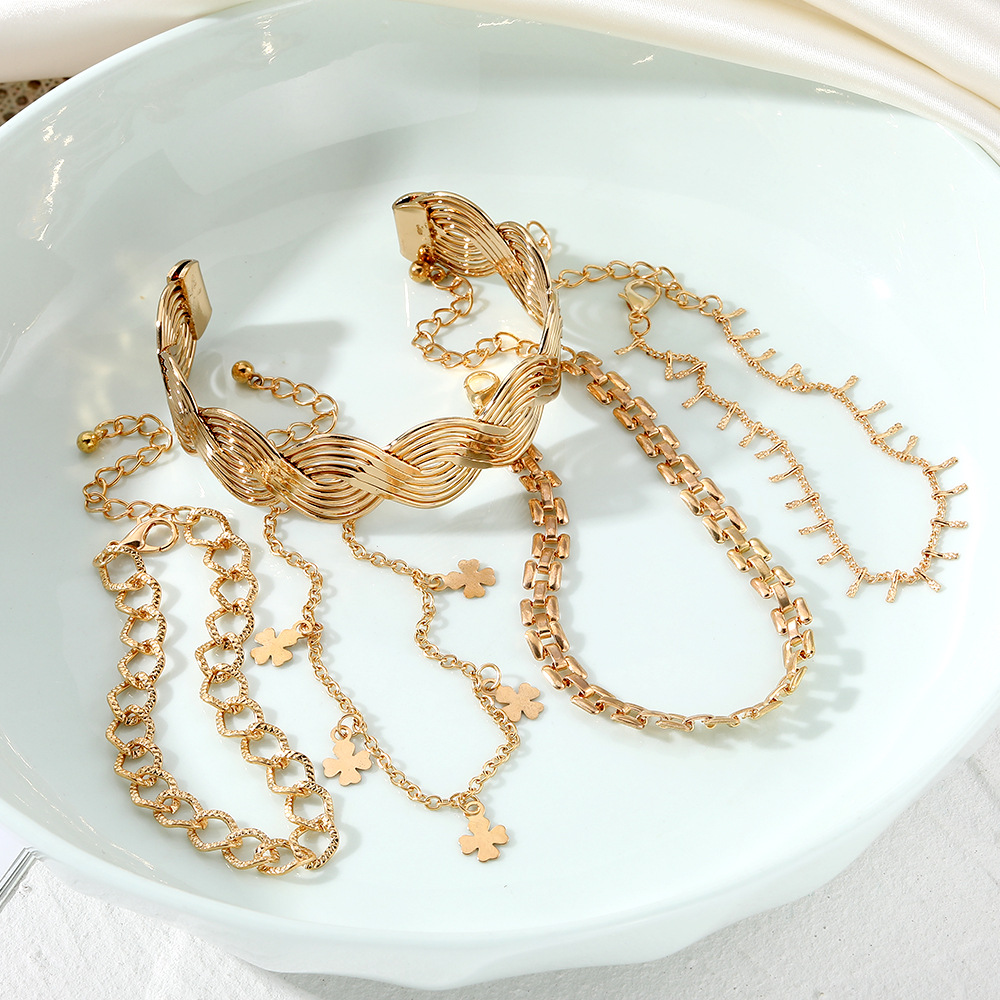 Cross-border new jewelry fashion temperament creative zircon imitation pearl alloy jewelry suit ladies 54 piece set