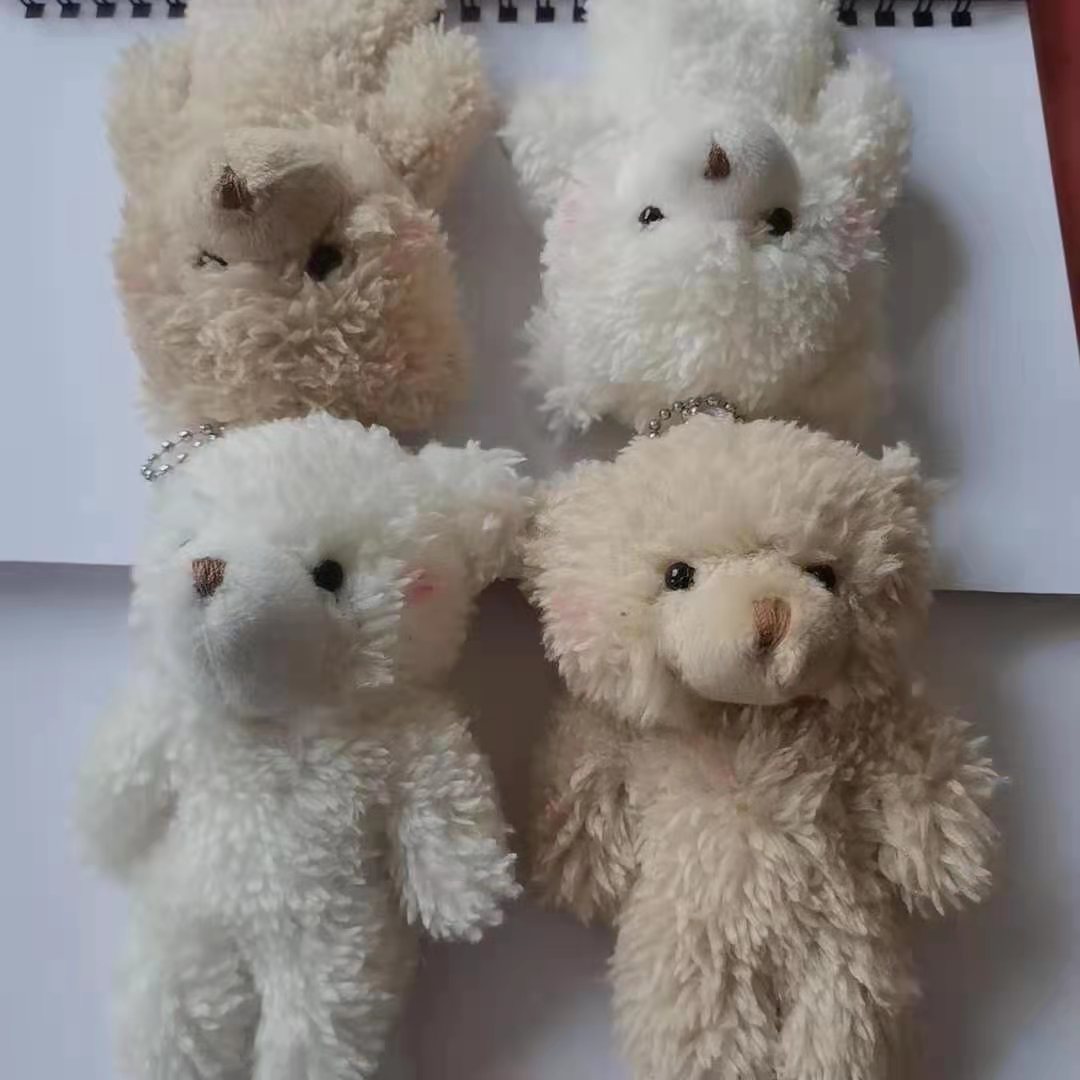 Новый симпатичный плюшевый медведь, однотонный медведь, цепочка из бусин, подвеска для мобильного телефона, 12 см медведь