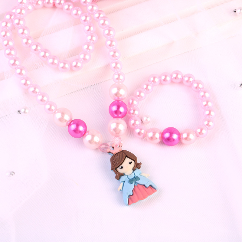 Children's Necklace Chain Set Cartoon Ice and Snow Princess Series Piggy Girl Bracelet Girls Jewelry Wholesale