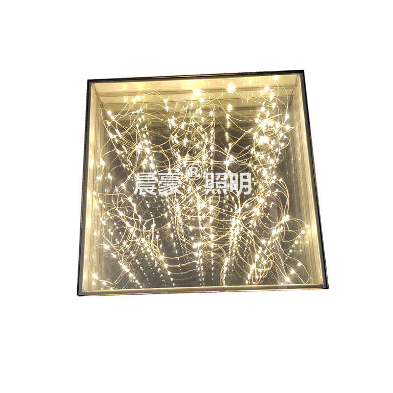 Starry Abyss Thousand Layer Mirror Floor Tile Light Glowing Bar Stage Ktv Wedding Decoration Led Wheat Gold Floor Tile Light