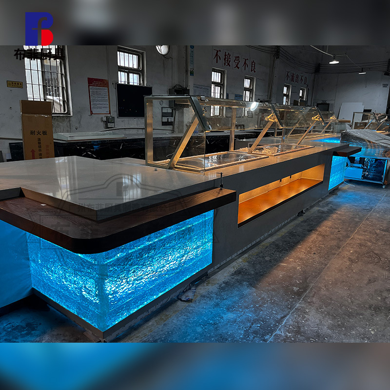 Manufacturer Designs and Customizes Hotel Catering Export to the United States Luminous Water Heat Insulation Refrigeration Dishware Warehouse Integrated Dining Table