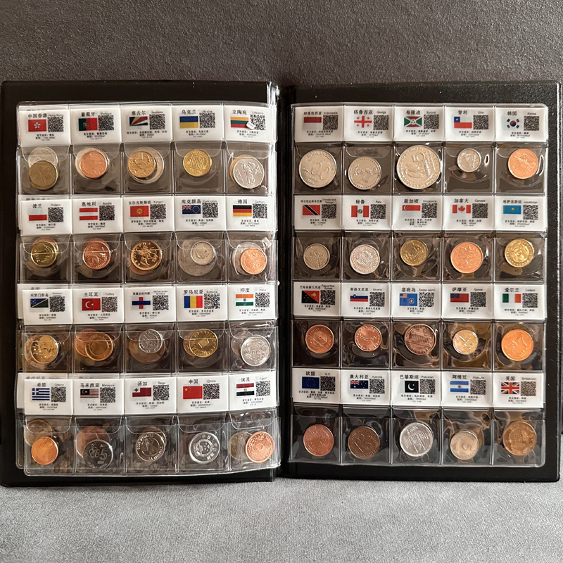Coin Commemorative Album of 60 Countries in the World, Foreign Coins, Foreign Coin Collection Album, Coin and Banknote Album of Various Countries, Fidelity
