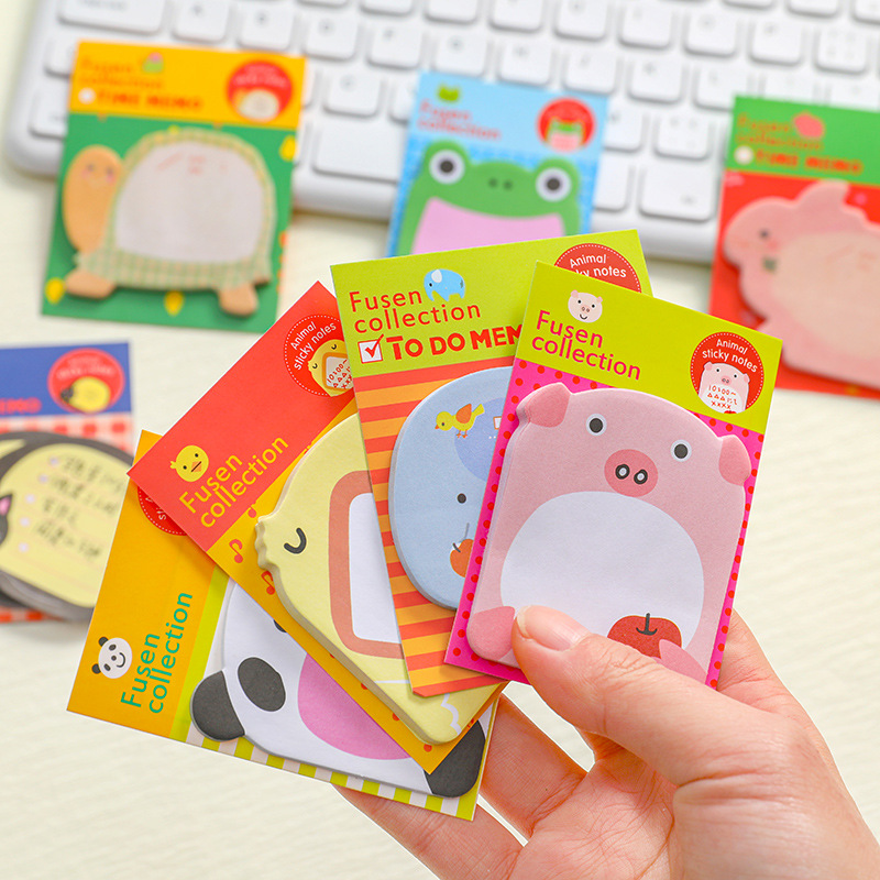 Korean Stationery Animal-Shaped Sticky Notes Cute Creative Note Pad Cartoon N Times Stickers Student Gift Notes