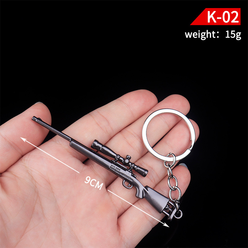 Metal Mini Gun Pendant Keychain Weapon Alloy Gun Model Chicken Game Peripheral Toys