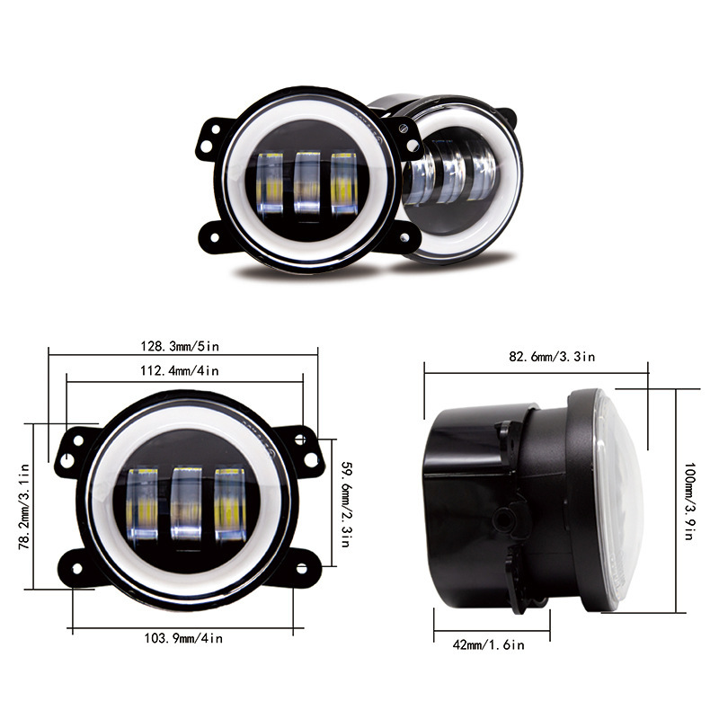 Suitable for Jeep Wrangler Car Fog Lights 4inch White and Yellow Iris Angel Eye Car Led Fog Lights Modified Car Lights