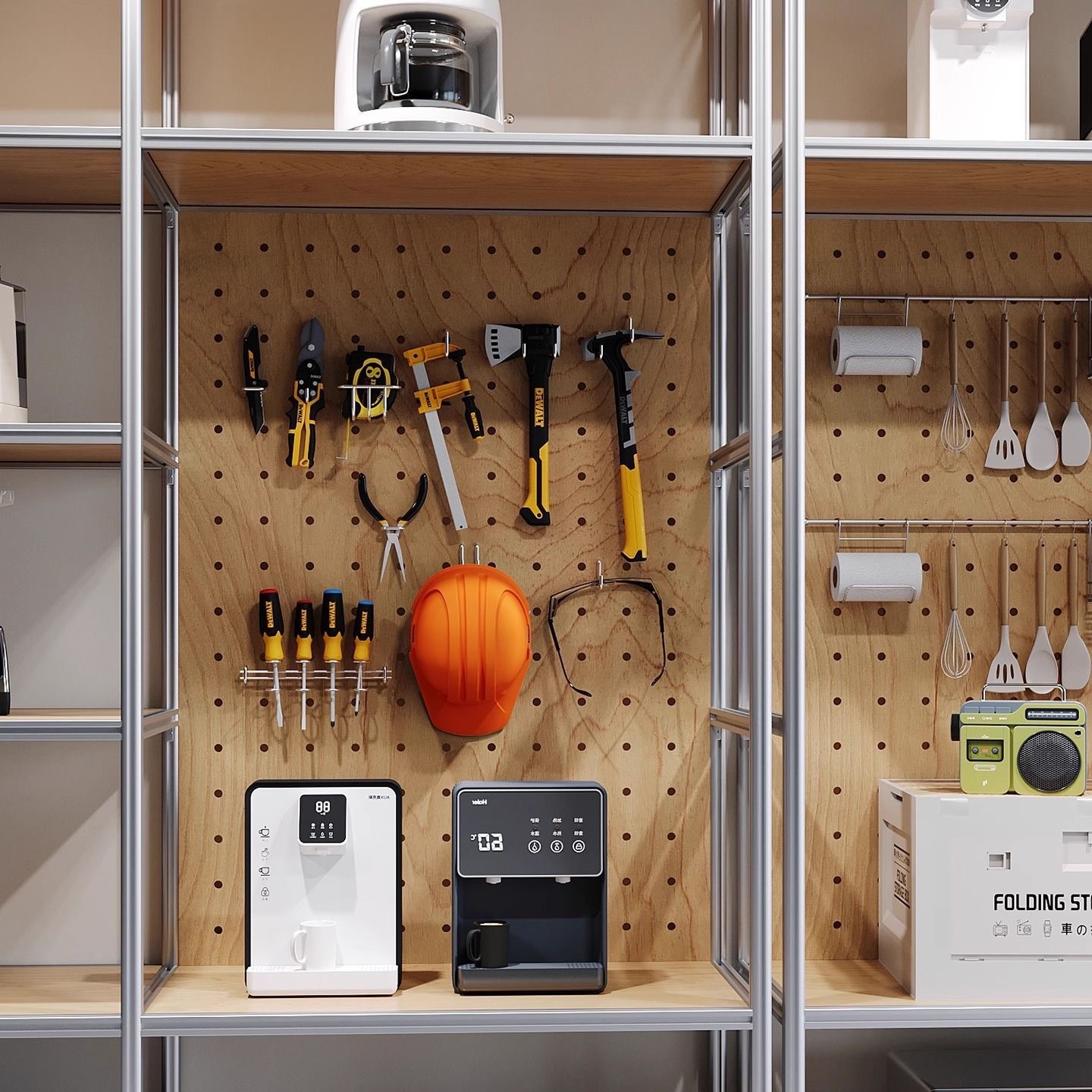 Minimalist Aluminum Profile Marine Board Perforated Board Multi-Layer Shelf Storage Rack Floor-Standing Hardware Tool Display Rack Display Rack