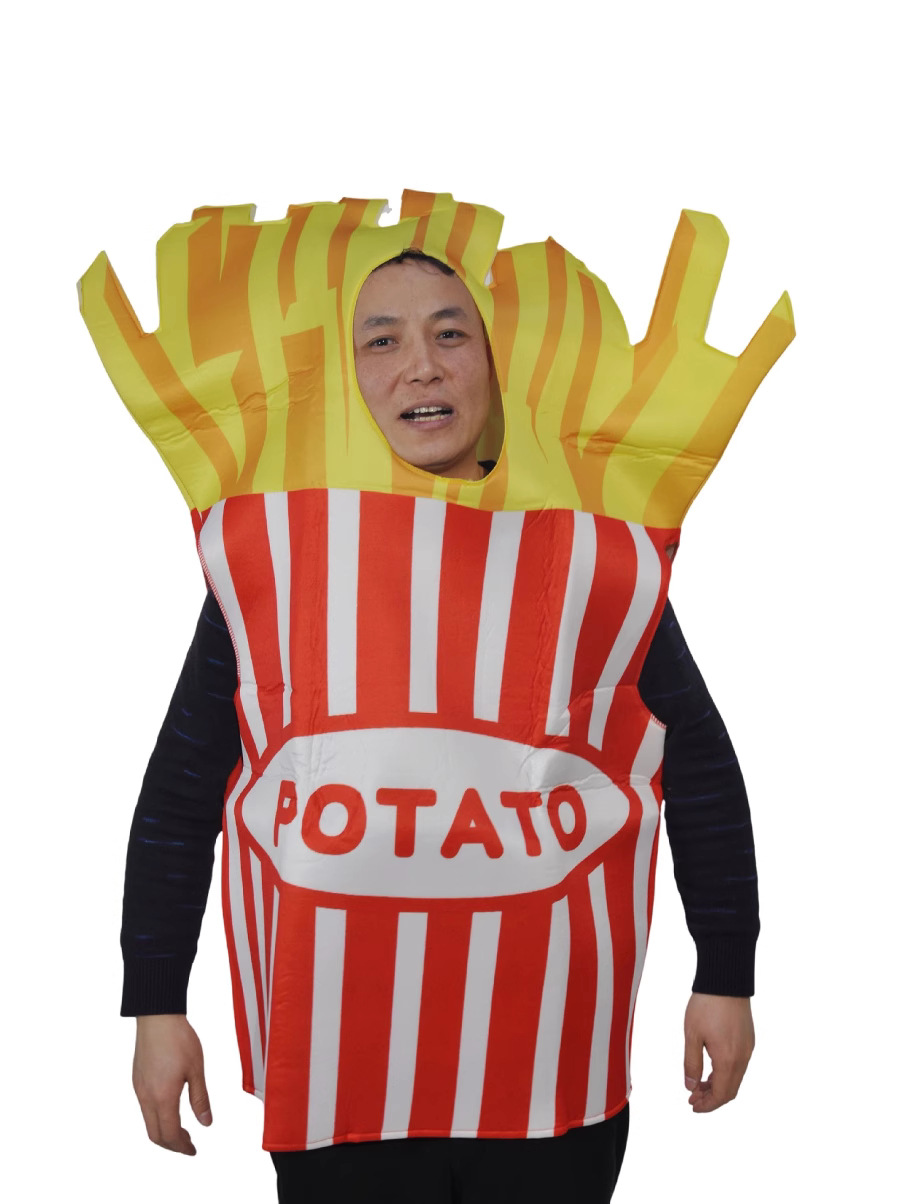 Amazon Halloween Snacks Funny Cosplay Costumes French Fries Adult Men and Women Children Parent-Child Stage Performance Costumes